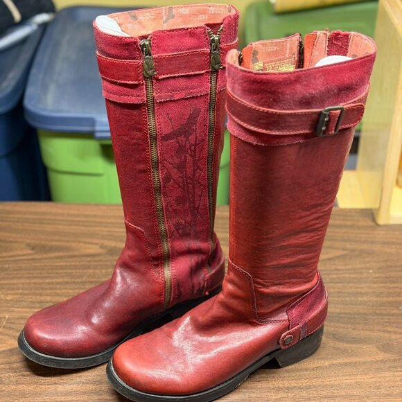 London Underground Red Leather Boots - Sz 7.5 - Picture 9 of 9